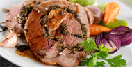 Garlic & Rosemary Roast Leg of Lamb with Olives