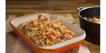 Meatball Rigatoni Pasta Bake