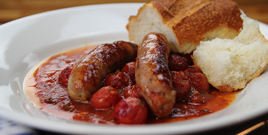 Baked Sausages with Cherry Tomatoes 